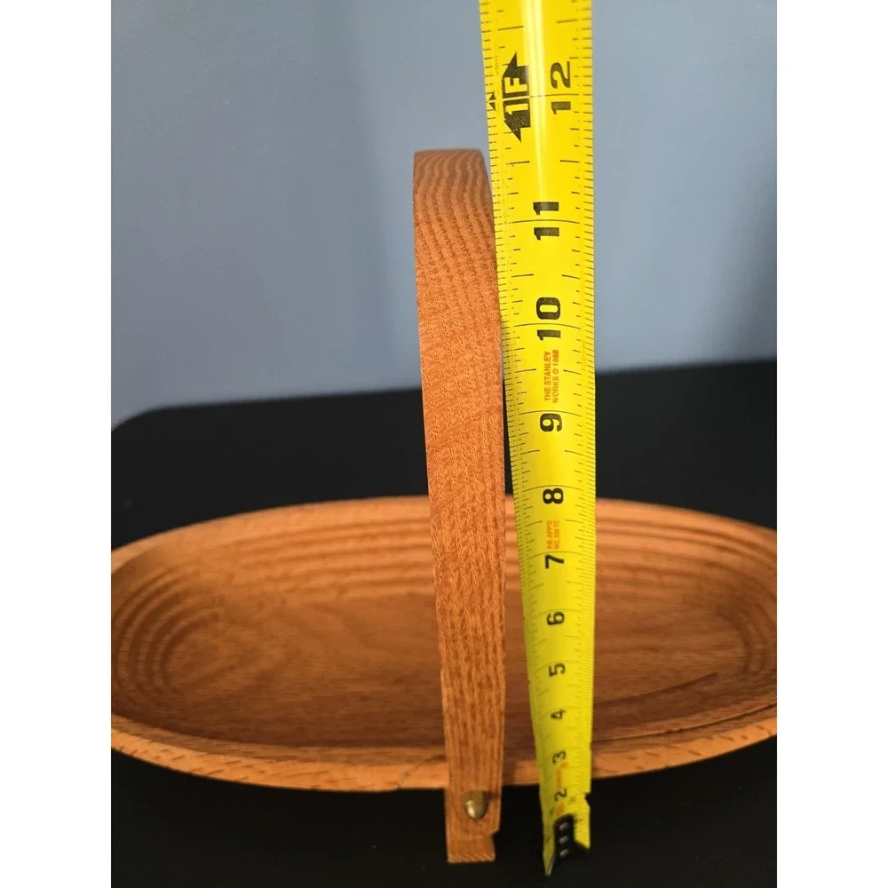 Vtg Handcrafted Wooden Folding Collapsible Spiral Oval Shaped‎ Fruit Basket Bowl